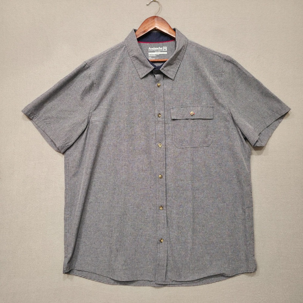 Avalanche Men's Gray Short Sleeve Button Up Shirt Size XL